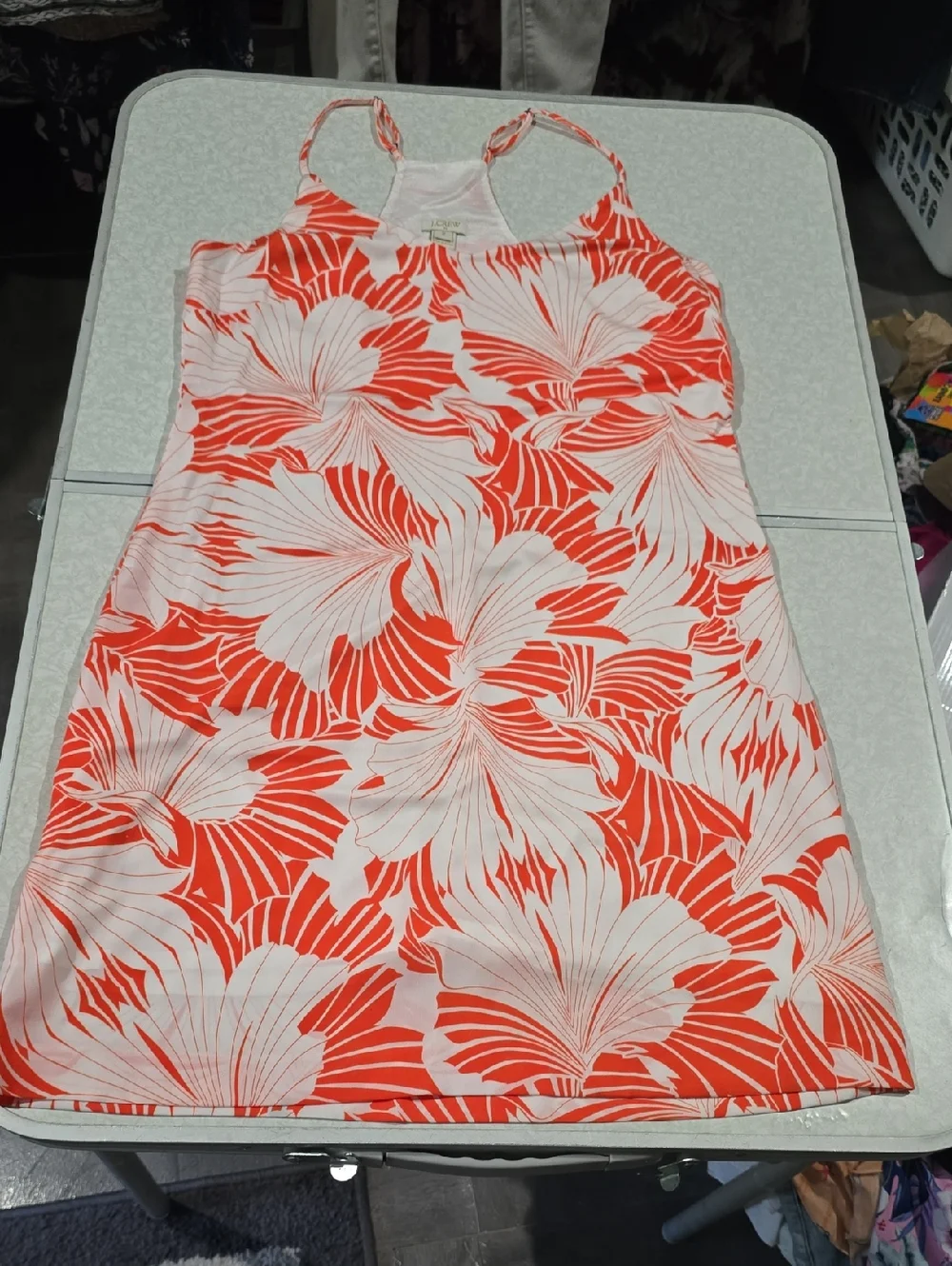 J. Crew Orange  and White  Tropical Floral‎ Camisole Mini Dress Size 2